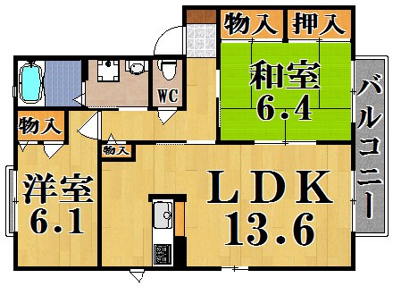 クレストタウン D102号室 間取り