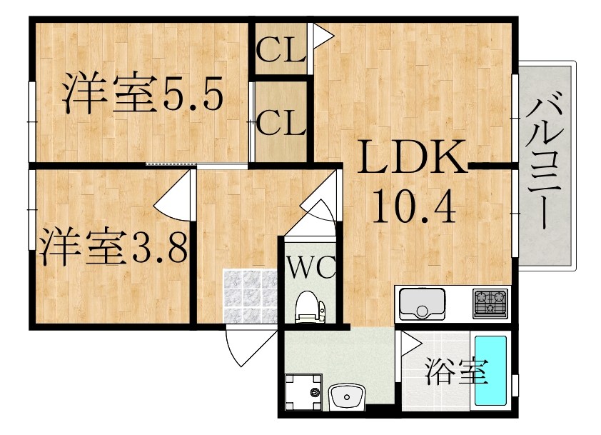 ブリーズ大安寺 B203号室 間取り