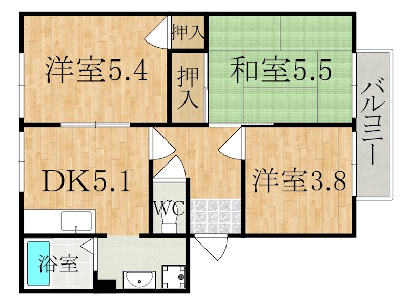 クレストコート 202号室 間取り