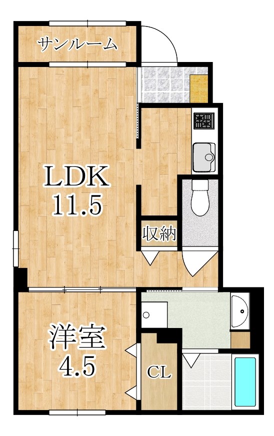 ボヌール 103号室 間取り
