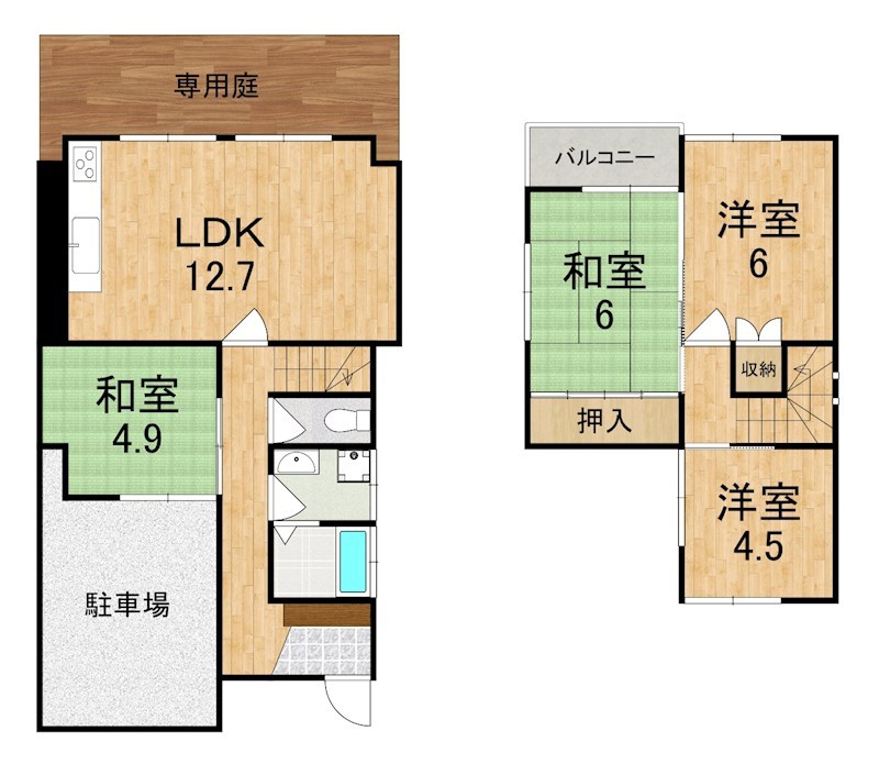 生駒郡三郷町三室貸家 間取り