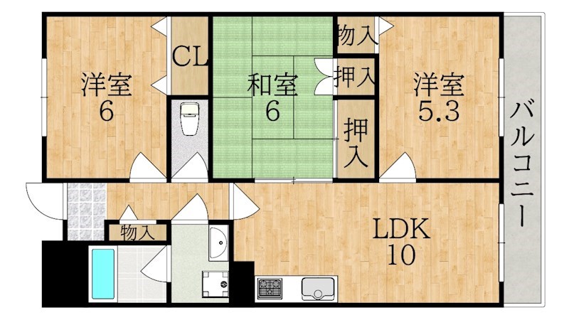 io学園前Ⅳ 103号室 間取り