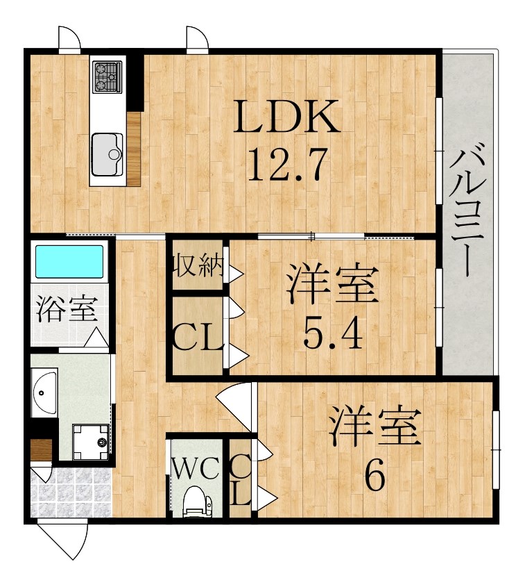 Ｐｒｉｎｃｅｓｓ　Ｃｏｕｒｔ 106号室 間取り
