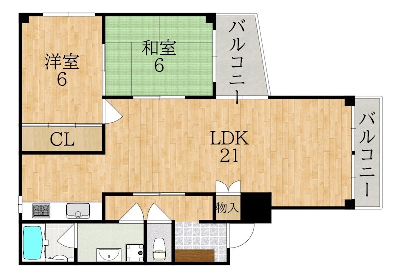 ニューハイツ富雄 4B号室 間取り