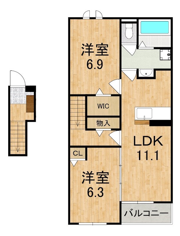 プリュニエ　キャトル 203号室 間取り