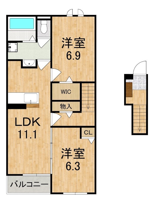プリュニエ　キャトル 204号室 間取り