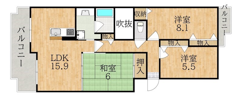ヴェルナール学園前Ｄ 207号室 間取り