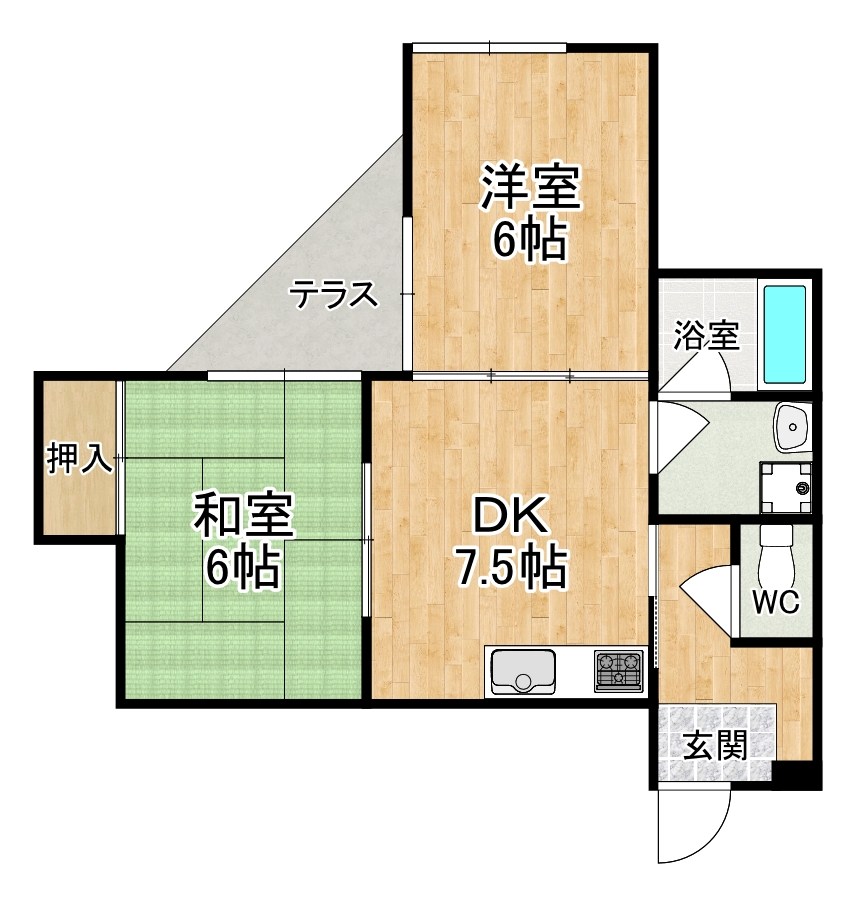 ヴィルドミール佐保川 102号室 間取り