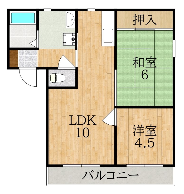 シャルム赤膚Ⅰ 201号室 間取り