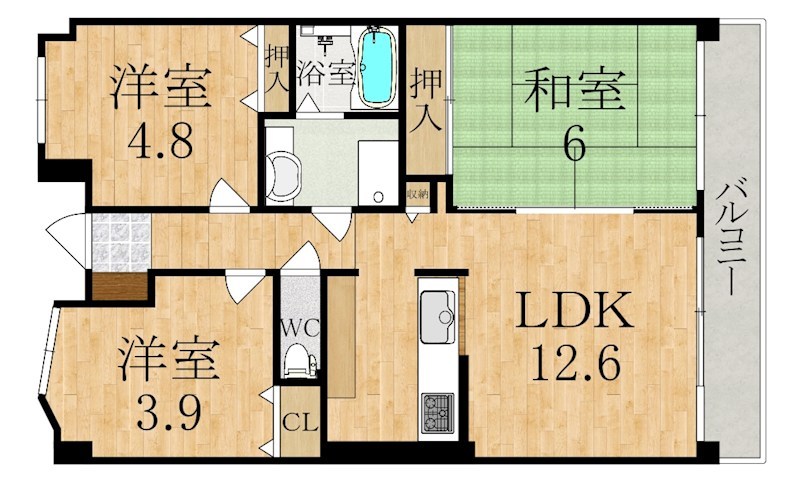 天理二階堂パーク・ホームズ 417号室 間取り