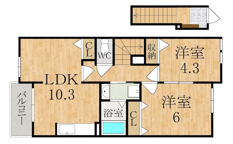 クレールコートⅢ 201号室 間取り