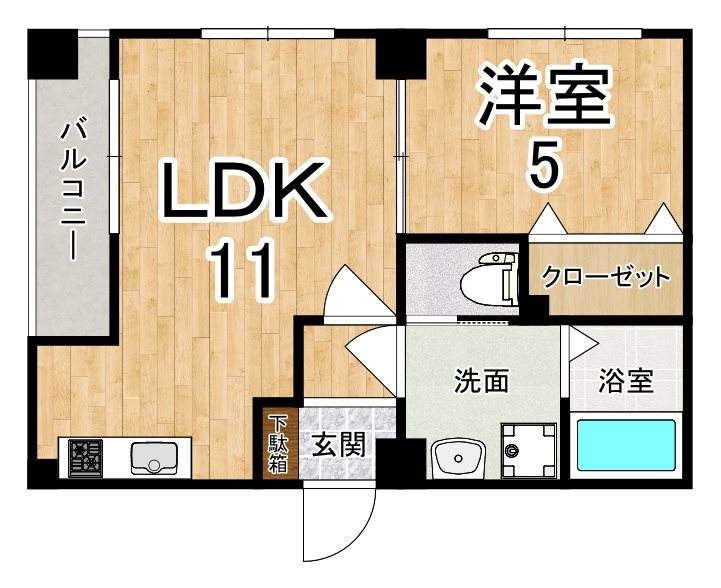 エクセレント天理 503号室 間取り