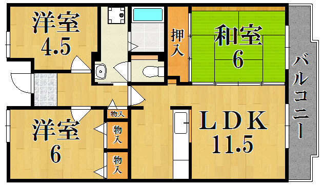 ＵＲ奈良・学園前Ａ 208号室 間取り