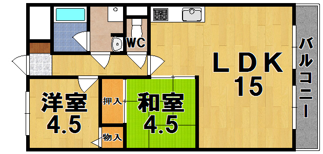 リヴェール三室 401号室 間取り