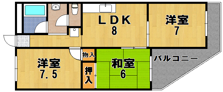 清川五番館 509号室 間取り