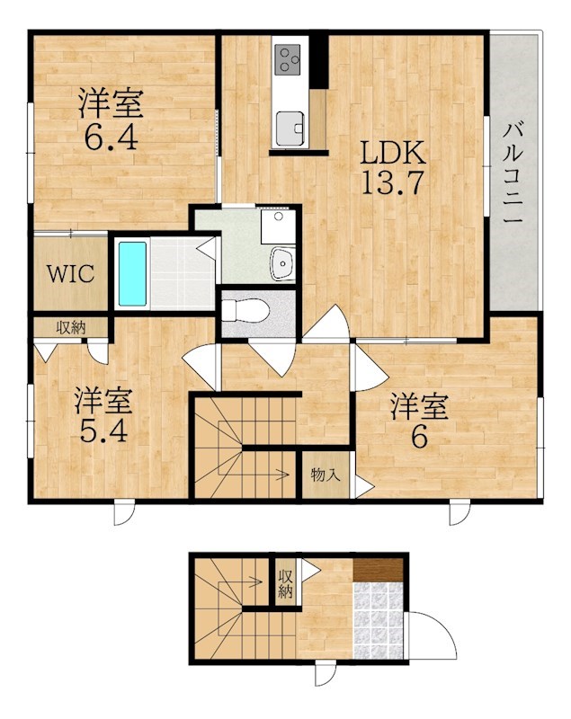 アズールＢ 201号室 間取り