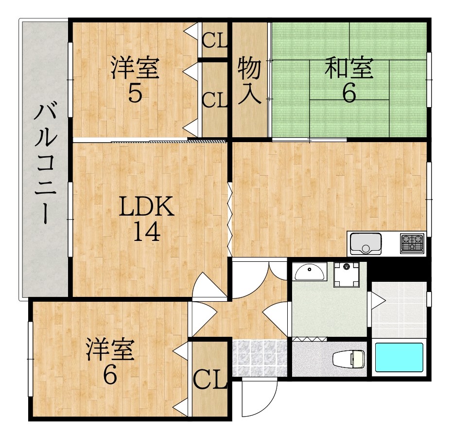 学園前サンハイツA 205号室 間取り