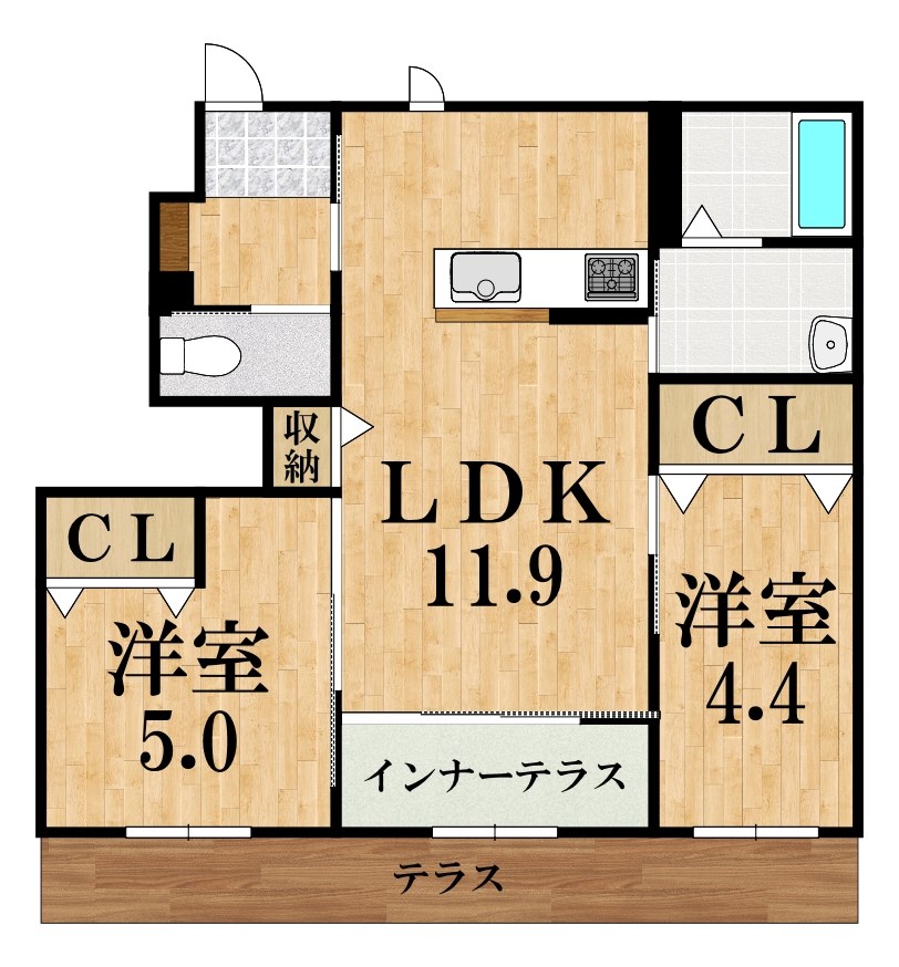 橿原市十市町アパート新築工事 101号室 間取り