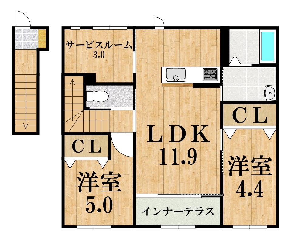 橿原市十市町アパート新築工事 206号室 間取り