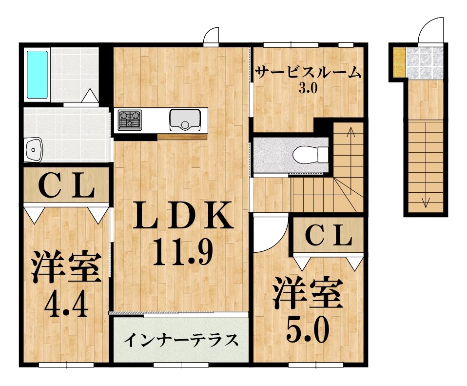 橿原市十市町アパート新築工事 202号室 間取り