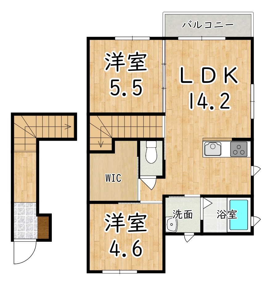 ラフィーネ三室参番館 B201号室 間取り