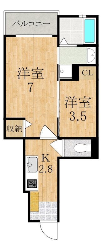パルスクエア 101号室 間取り