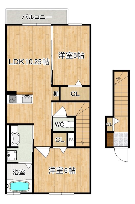 エスペランサ法華寺 202号室 間取り