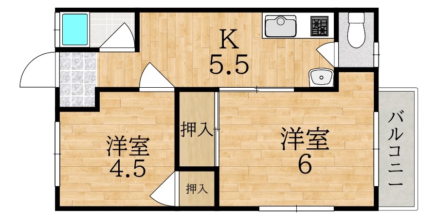 加茂アパート 201号室 間取り