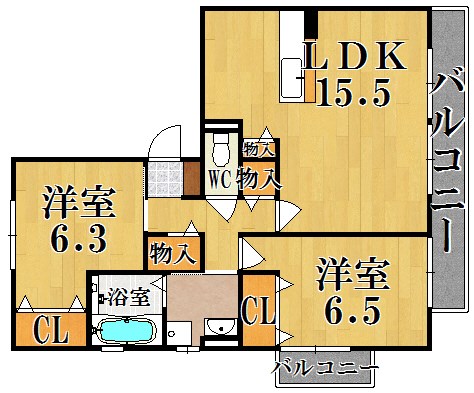 ベローチェ梅美台 106号室 間取り