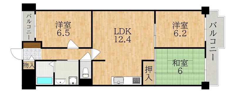 オーブラン学園前 203号室 間取り