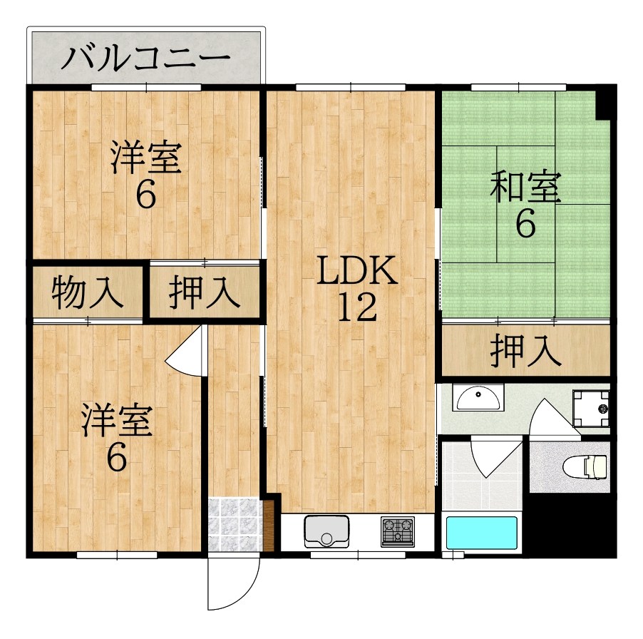 コーポ学園前 202号室 間取り