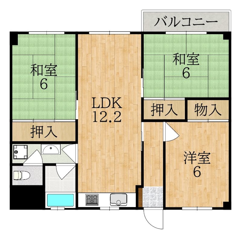 コーポ学園前 202号室 間取り
