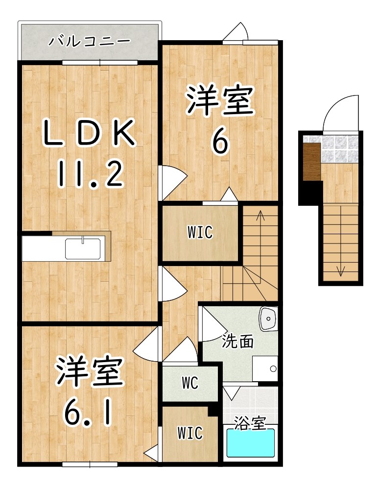 アムールＢ 202号室 間取り