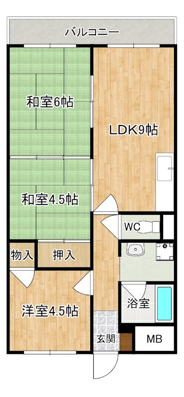 矢埜ハイツ 203号室 間取り