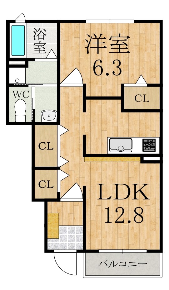 グラシュー 105号室 間取り
