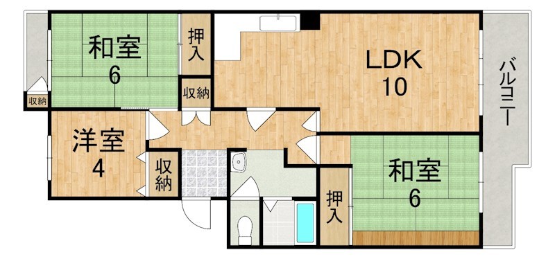 三条町住宅　1号棟 505号室 間取り