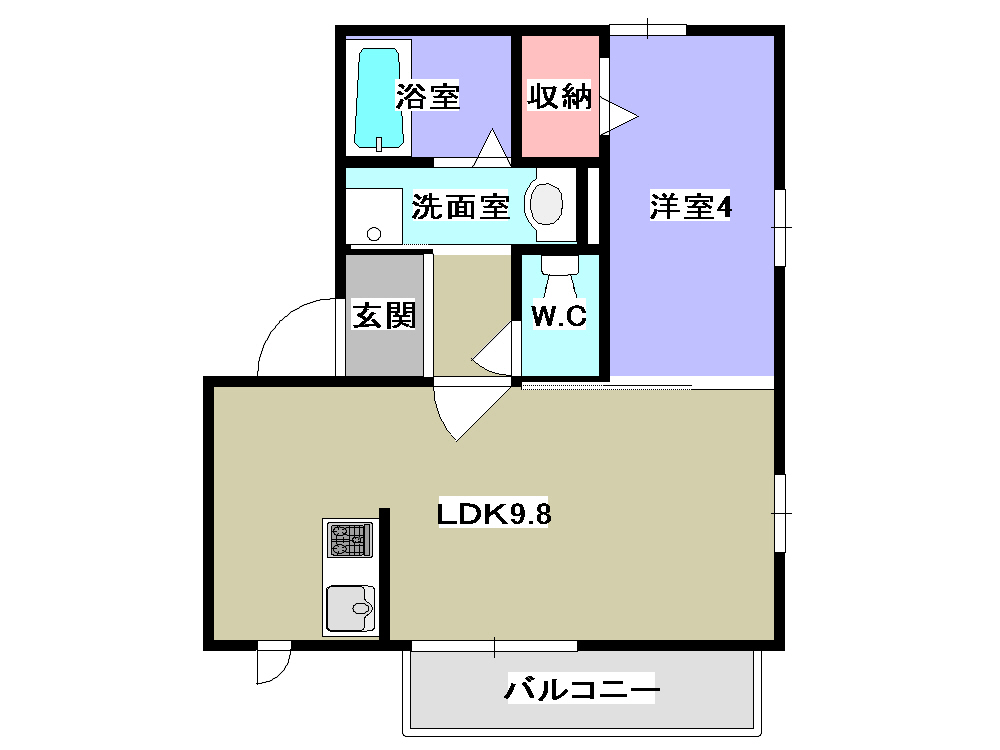 ルーナ西大寺 101号室 間取り