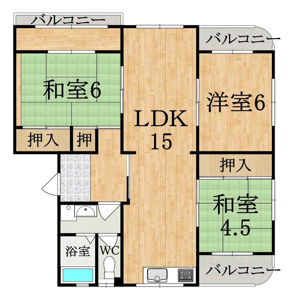 近鉄東生駒ガーデンハイツ　M棟 401号室 間取り