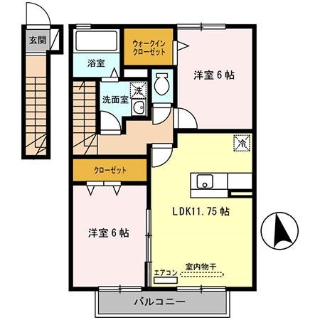 メゾンeコート　A棟 202号室 間取り
