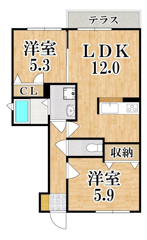 アルティ逢坂Ｂ 102号室 間取り
