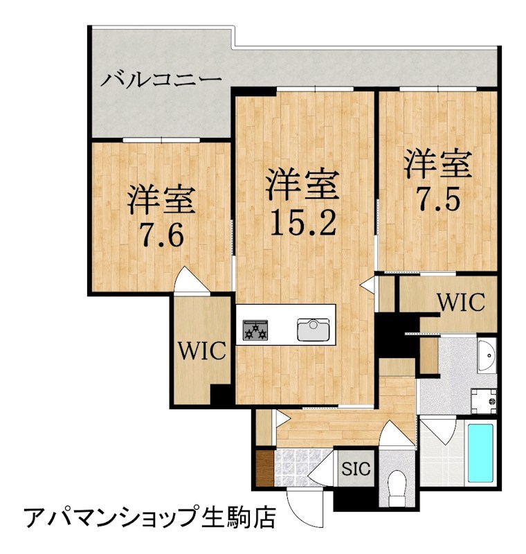 シャーメゾンフゥ 303号室 間取り
