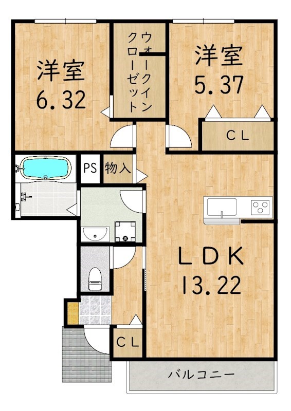 アムールメゾン葛城 102号室 間取り