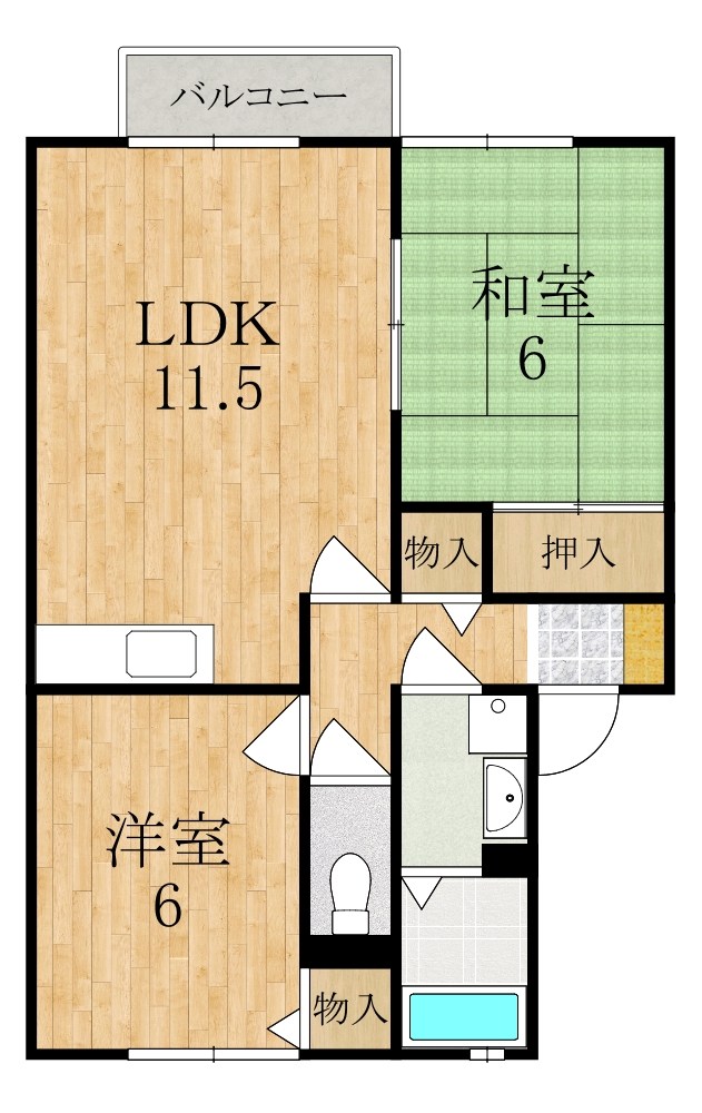 バードヒル Ａ棟 201号室 間取り