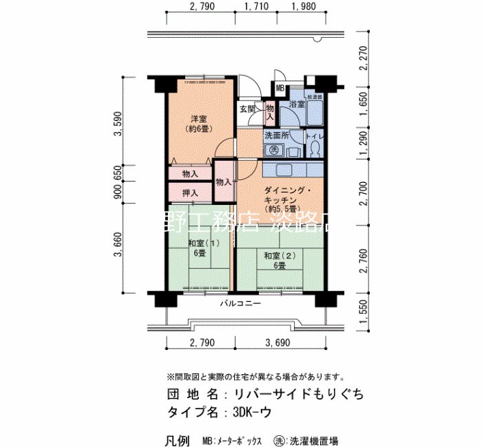 UR リバーサイドもりぐち 8号棟404号室 間取り