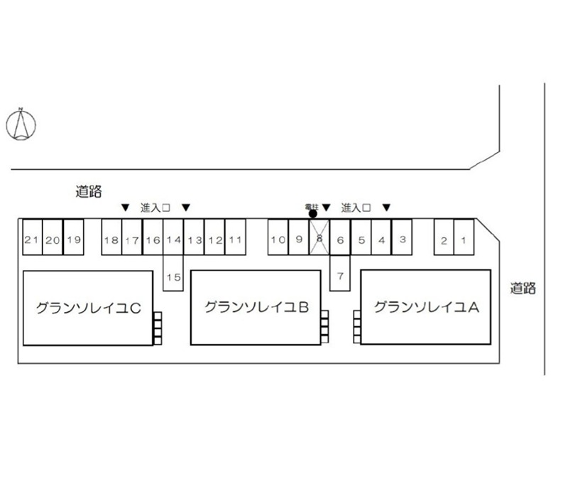 グランソレイユＣ 地図（共通）