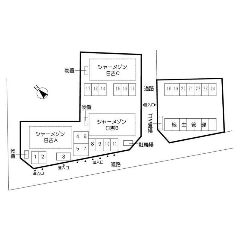 シャーメゾン日吉Ａ 地図（共通）