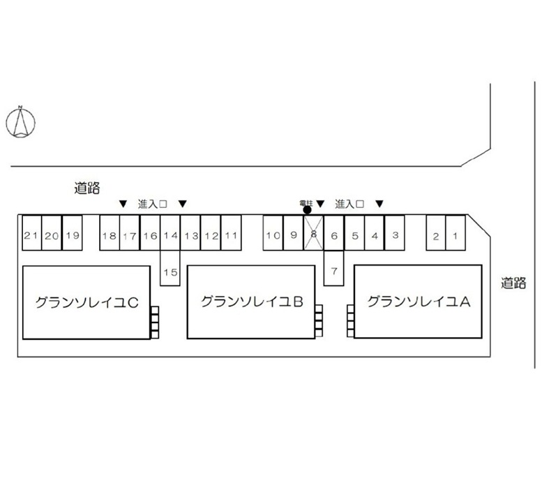 グランソレイユＡ 地図（共通）