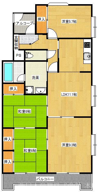 マンションアザレアB棟 301号室 間取り