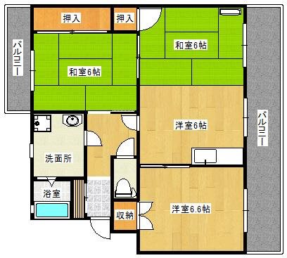 ロイヤルマンション国分 407号室 間取り