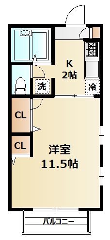 エルミタージュB 201号室 間取り